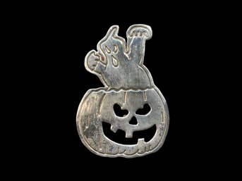 Ghost And Jack-O-lantern Sterling Pin/pendant