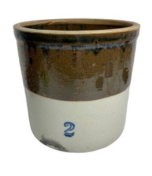 Antique Stoneware Glazed Number 2 Crock