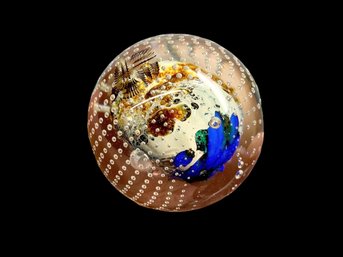 Small Blown Glass Coral Reef Paperweight Orb