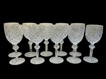 Set Of Ten Waterford Crystal Wine Goblets Tall