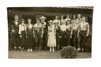 Fabulous Vintage 1952 Photograph Of Cowgirls And Cowboys In Western Attire With Cuffed Denim Jeans