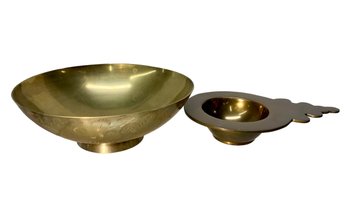 Two Brass Vintage Bowls Including Valmazan Sarreid
