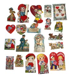 Vintage 1930s Kids Valentine Day Cards Twenty One In Total Cut Out Fold Out Mechanical German Etc