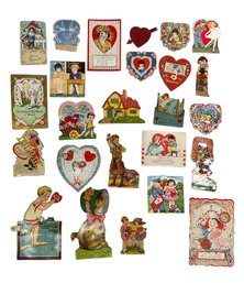 Twenty Five Vintage 1930s Valentines Day Cards Mechanical Cut Outs Made In Germany