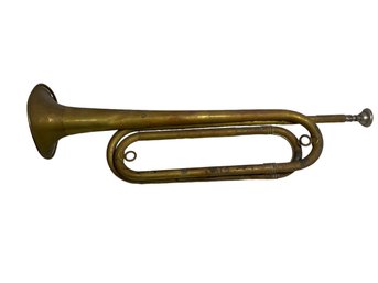 Antique Musical Instrument Brass Bugle 18.5 Inches Long