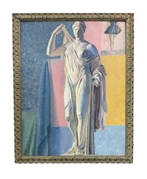 Large Oil On Board By Dorothy Primm (.d - 2007) Of Classical Greek Statue 35.5' X 27'