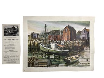Dale Anne Ratcliff Pencil Signed Lithograph Of Motif Number One Rockport Titled Waiting For Monday