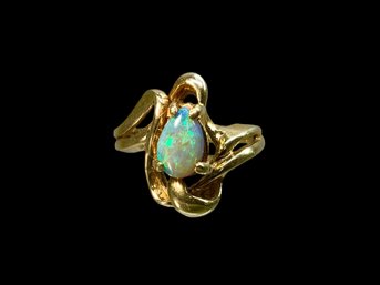 14K Opal Cocktail Ring Midcentury Size 7