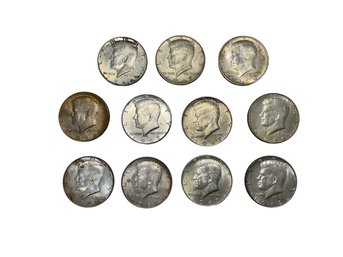 Eleven Silver Kennedy Half Dollar Coins 1965 Through 1968 40 Percent Silver