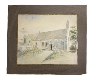 Antique Watercolor Of An Unidentified Church By G F Young