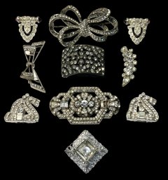 Antique Rhinestone Brooches And Findings