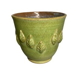 Vintage Ceramic Planter Vase Matte Green Glaze Marked