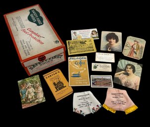 Antique Advertising Ephemera Lot Carters Work Wear Safety First Shoes Peruvian Syrup De Luxe Bakery Etc