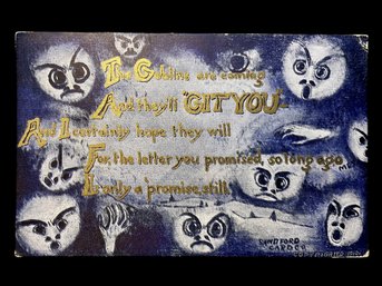 Antique 1910 Goblin Halloween Postcard Sandford Card Co