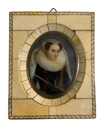 Mary Queen Of Scots Antique Miniature Portrait Signed Ray