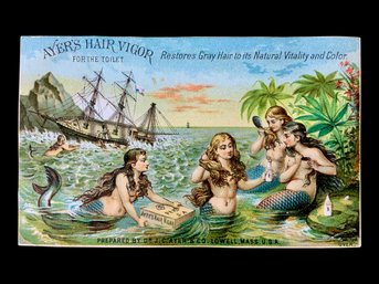 Ayers Hair Vigor Victorian Mermaid Advertising Card