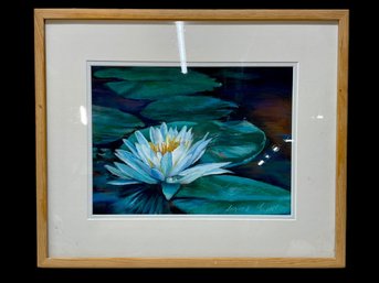 Pond Lily Signed Pastel By Janice Moore