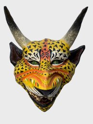 Giant Papier Mache Carnival Mask Jaguar With Horns