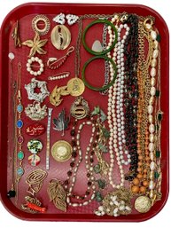 Tray Of Costume Jewelry Various Eras And Materials