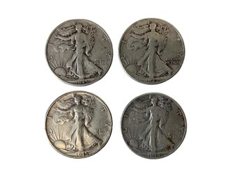 Lot Of Four Walking Liberty Half Dollar 90 Percent Silver Coins 1942 1944 1945