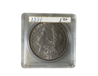 1881 Morgan Silver Dollar 90 Percent Antique Fine Silver Coin In Plastic Case