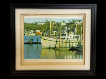 Signed And Framed Photograph Rocky Neck Dock Scene By Rafe