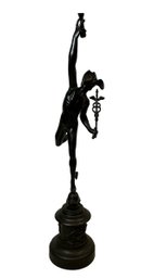 Antique Large 27 Inches Tall Metal Statue Of Mercury