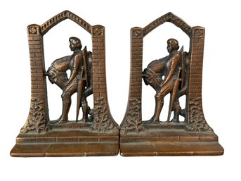 Vintage Pair Of Iron Sir Galahad Bookends