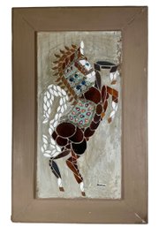 Vintage Horse Mosiac Signed Krames 70s Kitsch Art