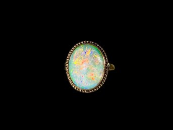 Antique 14K Gold Colorful Opal Cocktail Ring