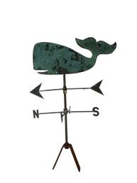 Antique Or Vintage Folk Art Cut Steel Whale Weather Vane