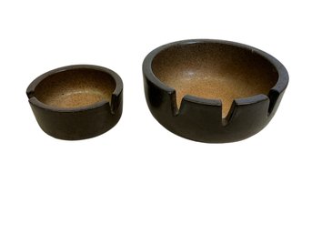 Two Mid Century Modern Stoneware/Pottery Ashtrays Made By Heath USA