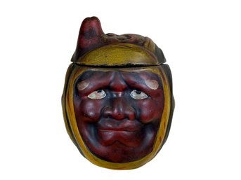 Strange Rare Japanese Ceramic Humidor Jar Multi Face