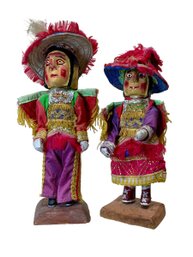 Central American Decorative Figure Man And Woman Carved From Wood