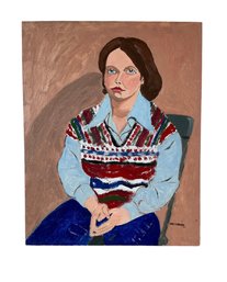 Earle T. Merchant (1903 - 1997) Oil On Board Portrait Of Merry Seppala 1979