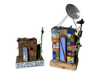 Venezuelan Outsider Art Sculptures Two Little Shacks