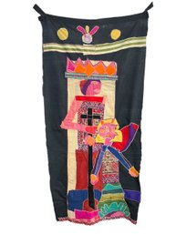 Vintage African Folk Art Applique Textile Wall Hanging Of Biblical Scene