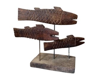 Wooden Fish Folk Art Sculpture