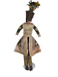 Rare Antique Aymara Doll Circa 1895 Masked Kusillo Dancer Made From Calico Wearing A Coat Of Wool