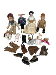 Lot Of Vintage And Antique Distressed Dolls Ventriloquist Dummy Doll Parts Etc