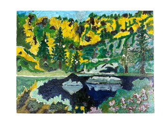 Hugh ODonnell Outsider Art Painting Of Bloomington Lake