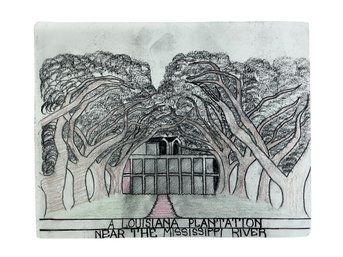 Hugh O Donnell Outsider Art Sketch Louisiana Plantation