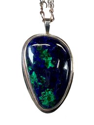 Azurite Malachite Sterling Pendant Necklace