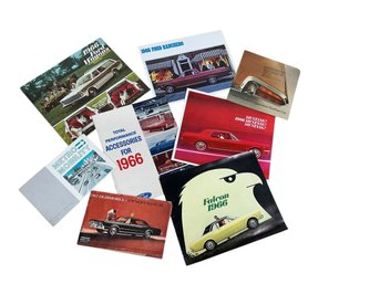 Lot Of Vintage 1960s Car Brochures Chrysler Turbine 1966 Ford Ranchero Mustang Falcon Wagon Etc