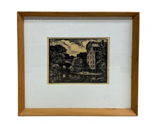 Norman Kent (1903-1972) Woodcut Of Bridge Penn Yan New York Pencil Signed