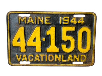 Vintage 1944 Maine Car License Plate