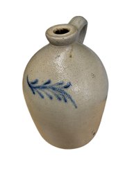 Large Antique Ovoid Stoneware Edmands And Co Jug Number 2 Flow Blue Decorated With A Sprig