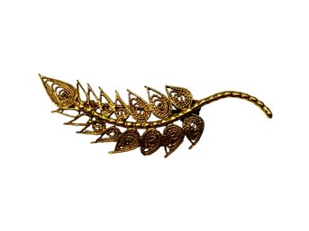 Vintage 14K Feather Or Leaf Pin