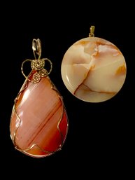 Two Large Vintage Agate Pendants