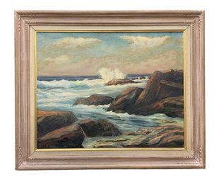 Byron Brooks (1906-1978) Oil On Canvas Of Crashing Surf Maritime Scene